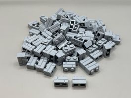 100x Lego 1x2 Mauersteine hellgrau (masonry brick) gebraucht