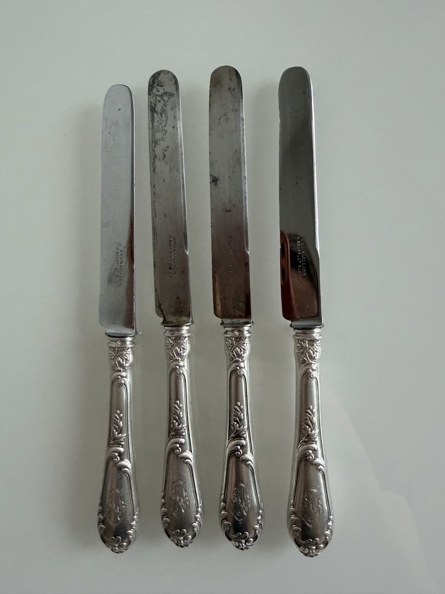 Posate: 4 couteaux vintage argent Minerve  style Rococo – Usato da Cressier FR venduto da Kvito4ka 8