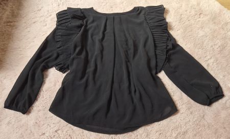 Bluse schwarz Grösse L mit Rüschen von TODAY