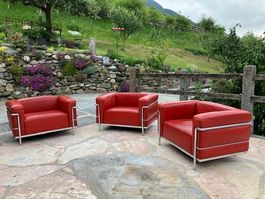 Designer Sessel Cassina LC3 Le Corbusier rot 3 Stück