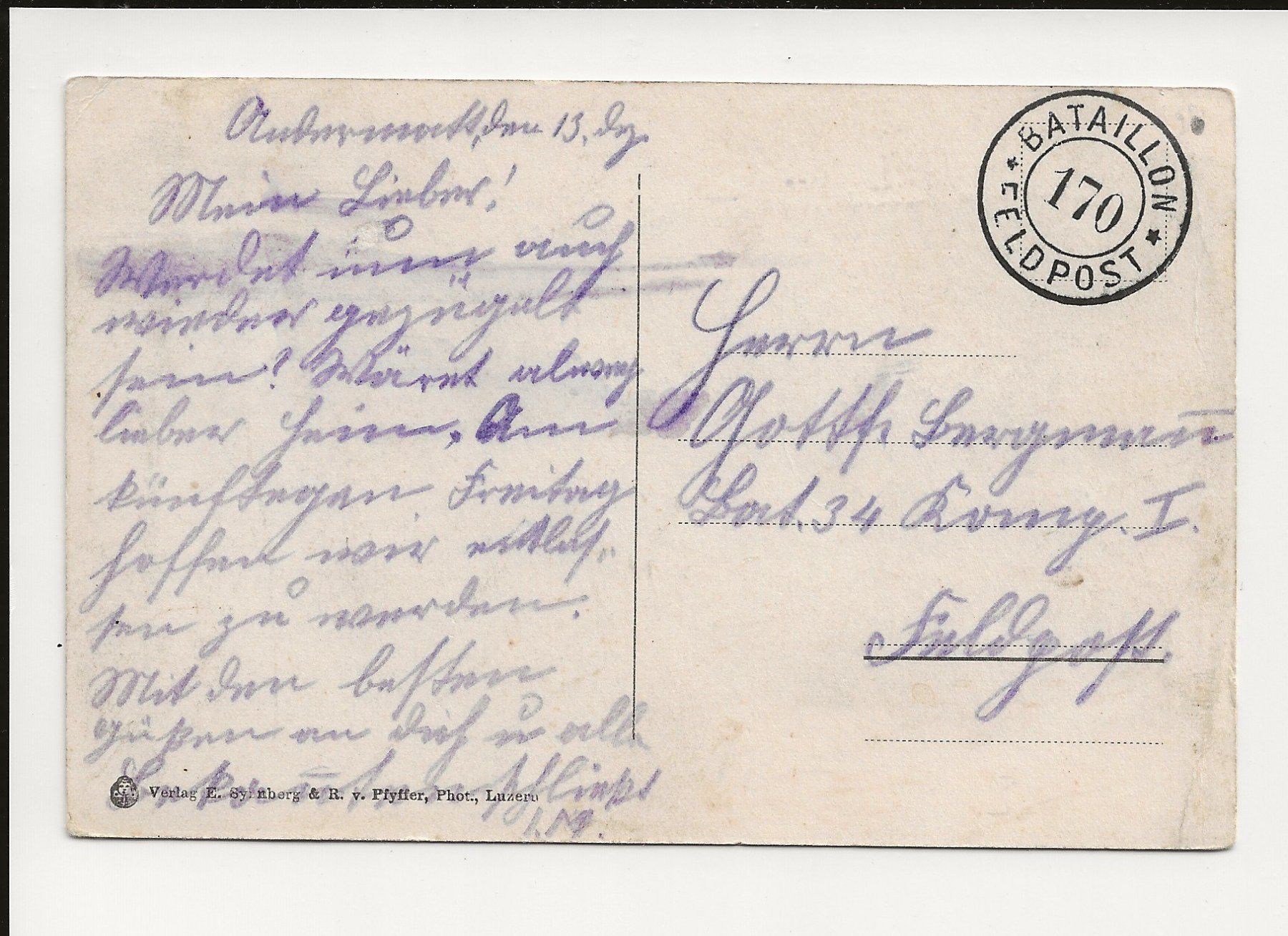 Cartoline postali: AK ca.1940 Andermatt und Hospenthal, Feldpost Bataillon 170 – Usato da Greifensee venduto da 315WDO 1