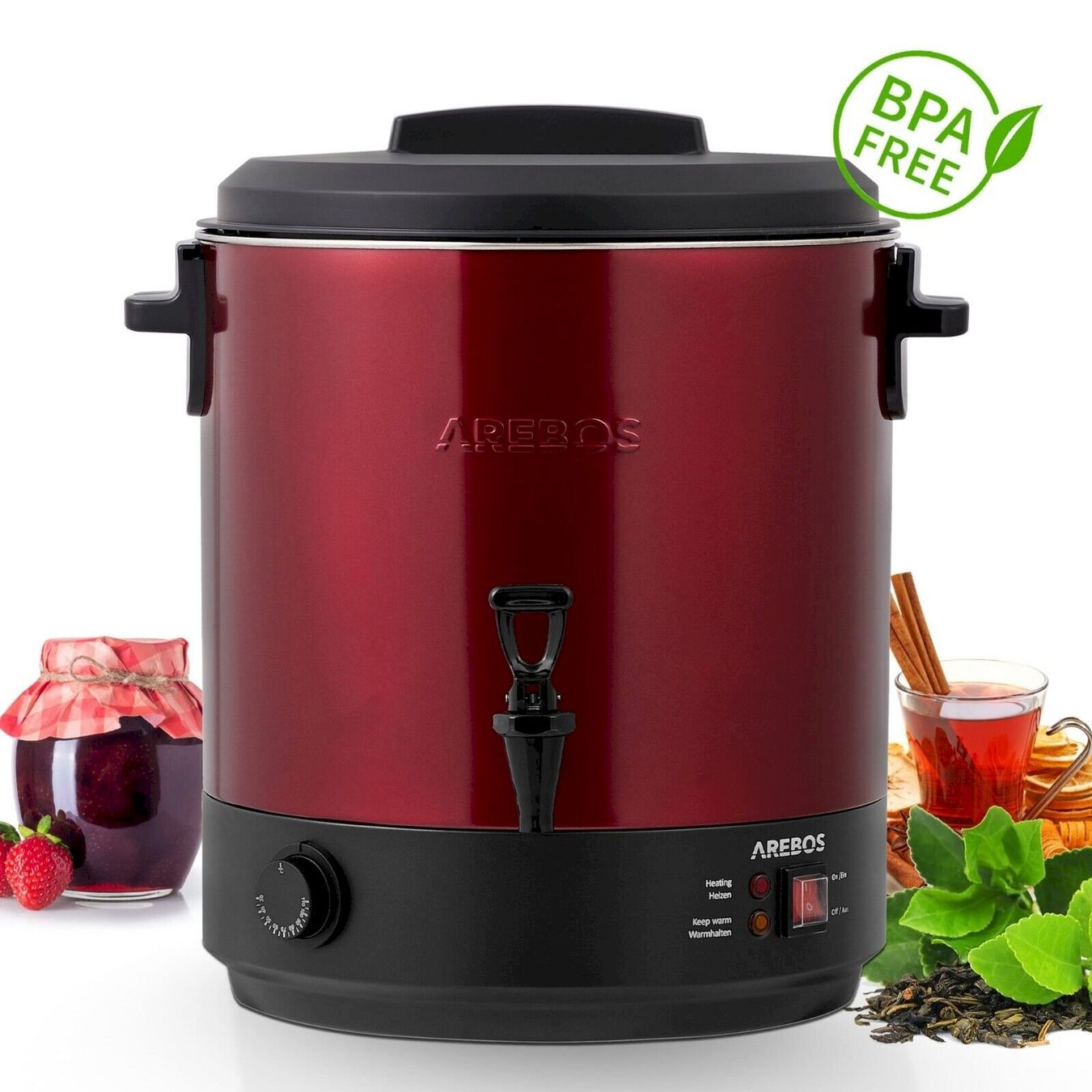 Elettrodomestici da cucina: AREBOS Einkochautomat 28 L Rot – Nuovo e nell'imballaggio originale da Bottighofen venduto da zaap