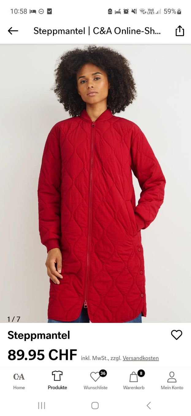 C&A Giacche: Padded Jacket Red S -Steppjacke – Nuovo e nell'imballaggio originale da Buchs AG venduto da sxf96 3