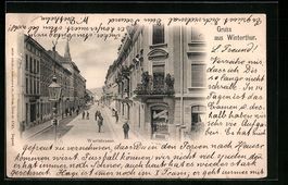 AK Winterthur, Wartstrasse mit Passanten