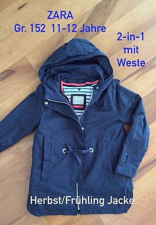 Tolle ZARA Herbst-/Frühling Jacke Gr. 152 dunkelblau 2in1