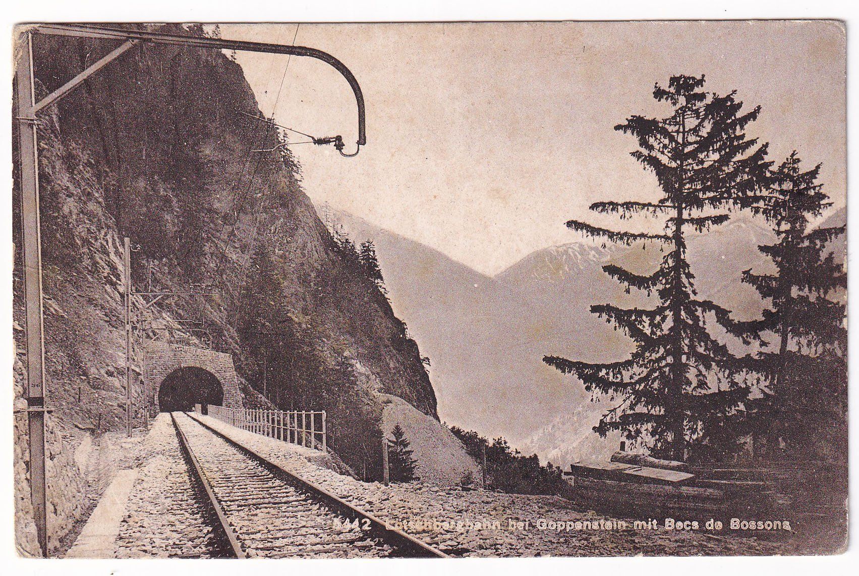 Cartes postales: Lötchbergbahn bei Goppenstein mit Becs de Bossons – D'occasion à Cormoret par Pascalll2001