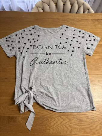 T-shirt donna grigia con perle taglia unica