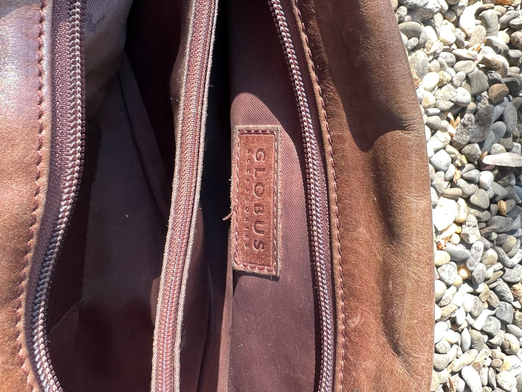 Globus Taschen für Damen: Braune Lederhandtasche, Marke Globus – Gebraucht aus Riehen von polyacrylamid 2