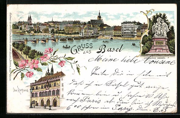 Cartes postales: Litho Basel, Strassburger Denkmal, Das R – D'occasion à Berlin par bartko-reher