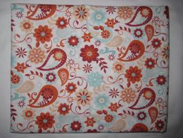 Baumwollstoff weiss mit terracotta/lachs Paisley Reststück!