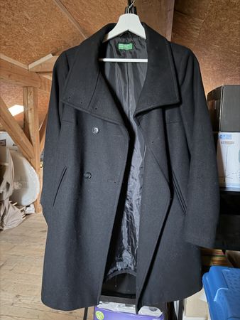 Benetton Wollmantel, Schwarz, Grösse S – Top Zustand!