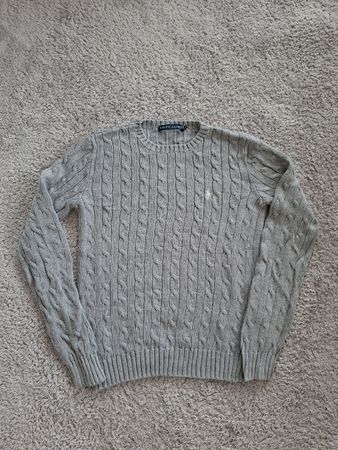 Pull Ralph Lauren maille torsadée gris taille M
