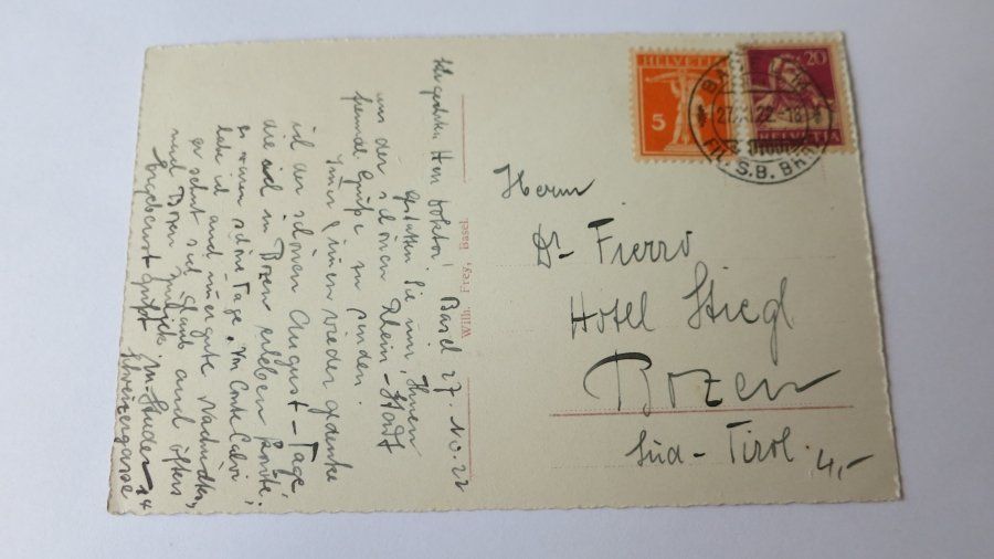 Cartoline postali: Basel - Mittlere Rheinbrücke - 1922 – Usato da Jona venduto da centumprata 1