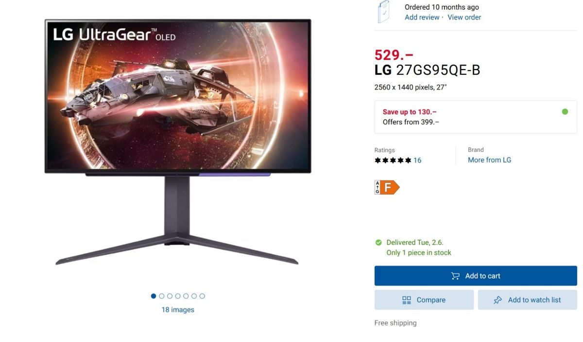 Monitor: Monitor gaming LG 27GS95QE-B – Usato da Schafisheim venduto da jan_cb2f 1