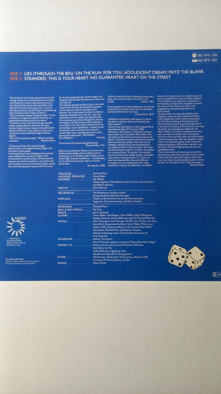 Dischi in vinile: Manfred Mann's Earth Band - Chance LP Schallplatte 1980 – Usato da St. Gallen venduto da Bir_Rer 1