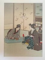 Estampe japonaise, deux femmes dans une chambre