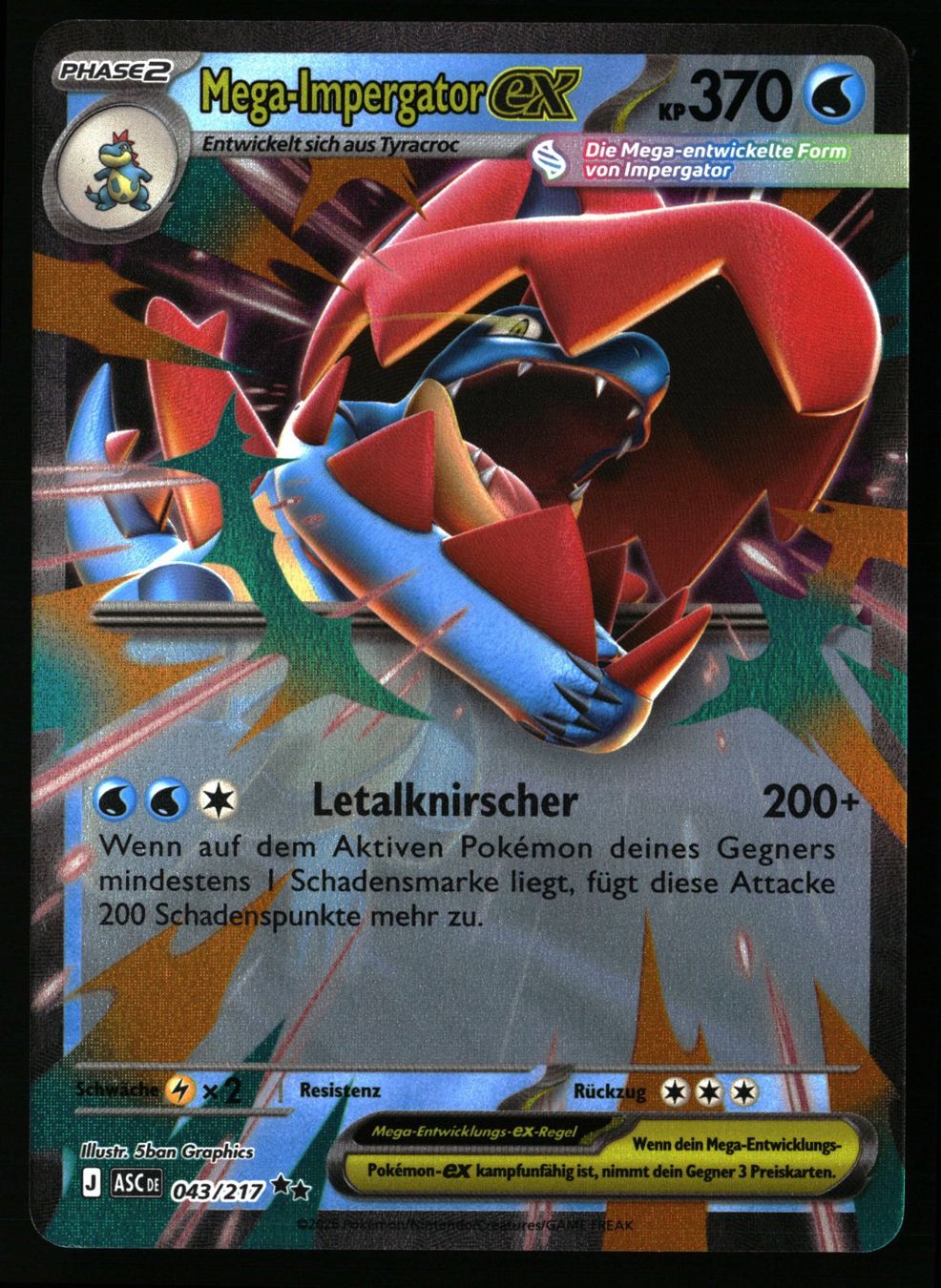 Pokémon Sammelbilder & Trading cards: Mega Impergator ex ASC 043 Erhabene Helden – Gebraucht aus Feuerthalen von Plazatoys