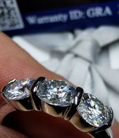 Bague argent diamant de moissanite de 1,5 ct certifié GRA