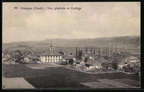 Ansichtskarten: Granges /Vaud, Vue generale et College – Gebraucht aus Berlin von bartko-reher