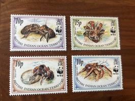 Briefmarken Set Kokosnusskrabben British Indian Ocean Territ