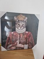 Edles Leinwandbild Katze mit Krone 60x60cm