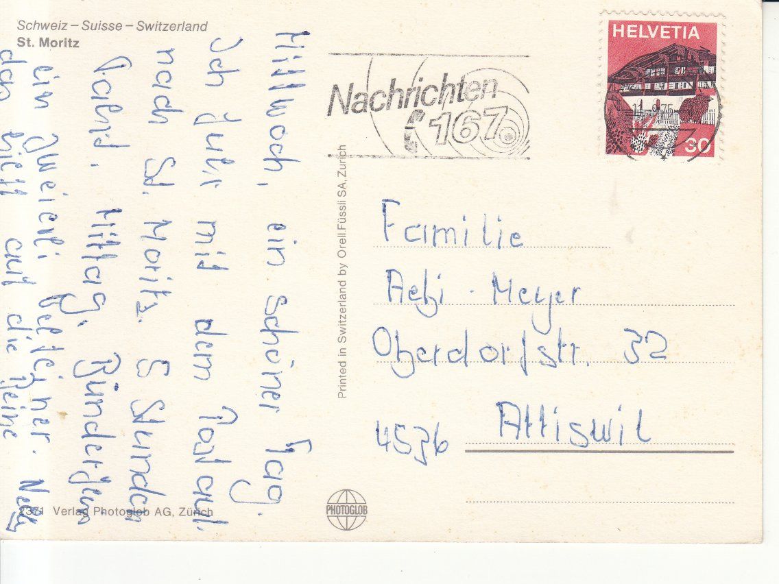 Cartoline postali: St. Moritz 1975 – Usato da Bürglen TG venduto da StampGraf 1