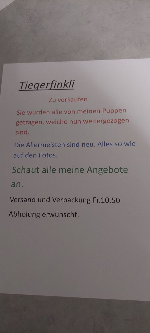 Puppen: Puppentiegerfinkli oder für Bärli – Neu (gemäss Beschreibung) aus Muri AG von nindo1 5