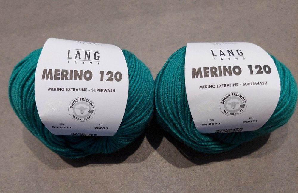 2x Lang Yarns Merino 120 Superwash, Farbe smaragd (Neu und ...