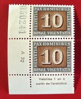 PAX 263 PAAR BOGENNUMMER 1 AN A PARTIR DE L'ARMISTICE 1945**