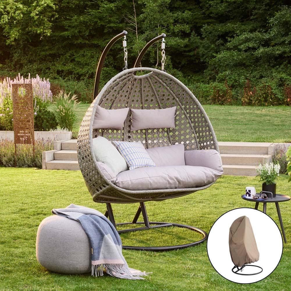 Gartenhängesitze: 8805 - Hängesessel Hängekorb TWIN inkl. Abdeckung Grau – Neu und originalverpackt aus Wallenwil von toesstal-vertrieb 2