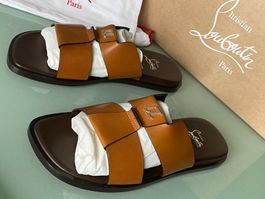 CHRISTIAN LOUBOUTIN Loubi Braun Leder Sandal Sandalen 44 NEU