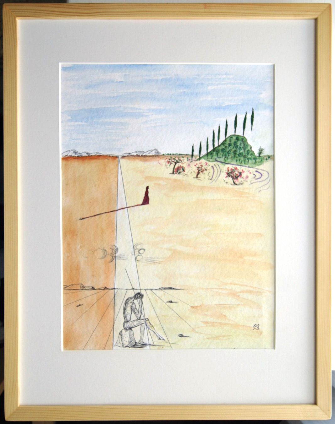 Gemälde: Aquarell: Aufbruch, nach Dalí – Neu (gemäss Beschreibung) aus Fribourg von erw_68dx