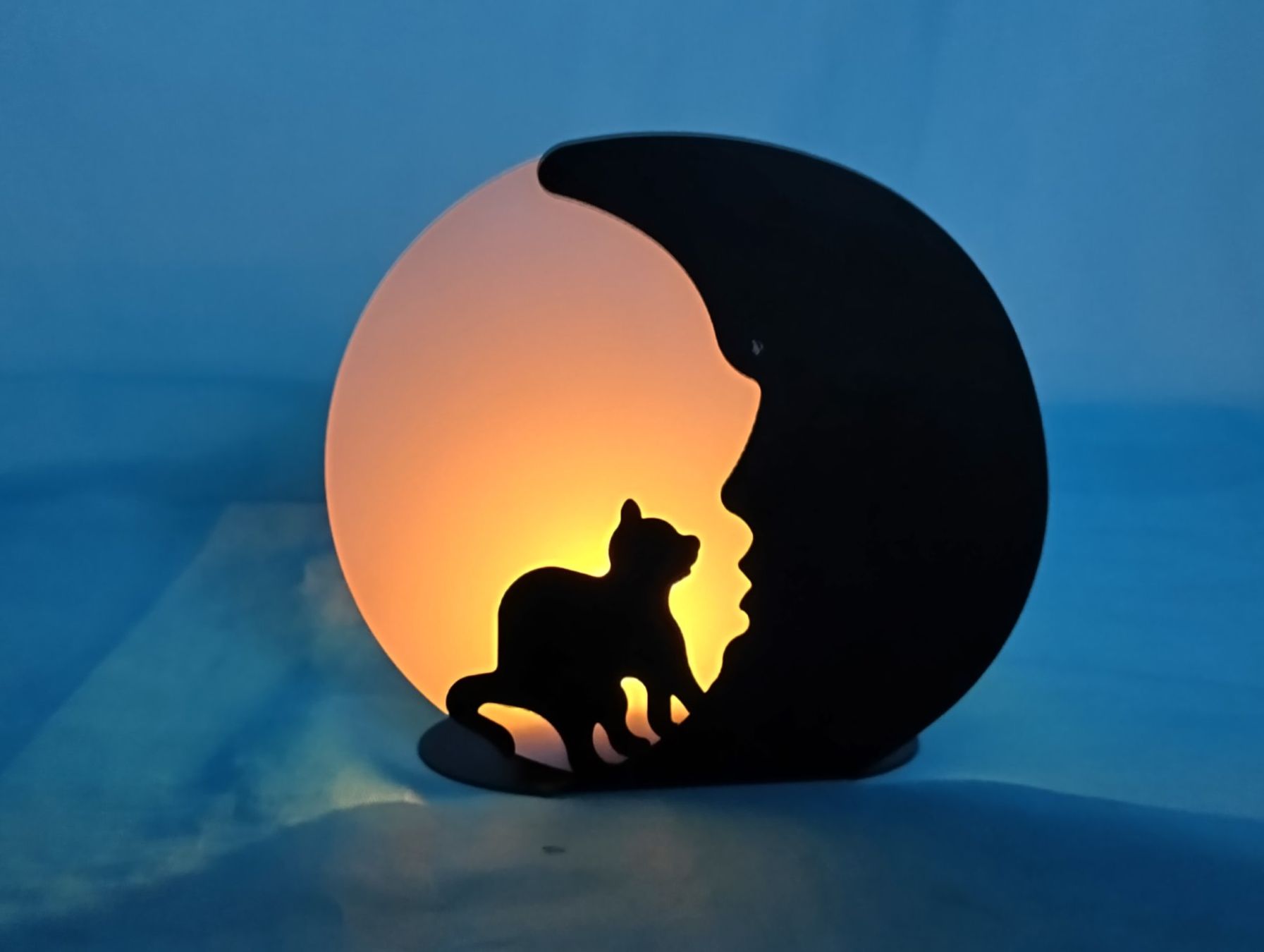 Portacandele: Teelicht, Katze und Mond – Usato da Bellach venduto da JingleCherry