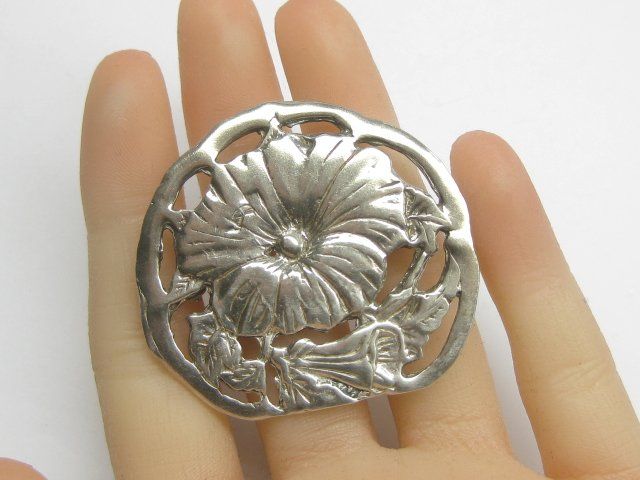 Spille & Fermagli: antik Brosche Silber 925 floral Mohnblüte – Usato da Ermatingen venduto da Decovin 2