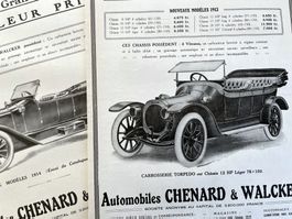Chenard & Walcker Car - 2 alte Werbungen / Publicités 1913