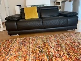 Echtleder Sofa 2,5 Pl Schwarz