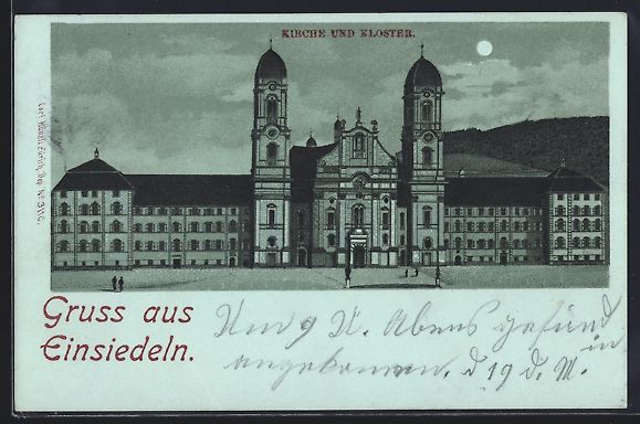 Cartes postales: Mondschein-Lithographie Einsiedeln, Kirc – D'occasion à Berlin par bartko-reher