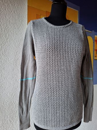 gr M 38 40 Strickpullover Damen Silber grau 1006 Frühling