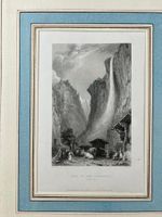 Antike Staubbach-Wasserfall, Lauterbrunnen Stahlstich