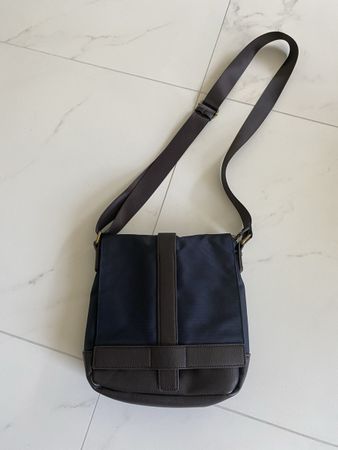 Umhängetasche für Herren dunkelblau/braun ca. 24x27 NEU
