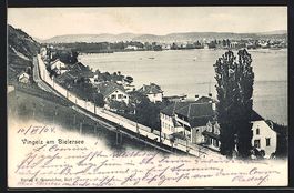 Vingelz am Bielersee, Ortsansicht mit Ba