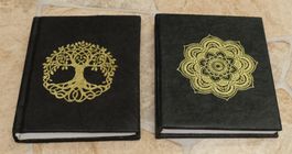 Set 2x Tagebuch Notizbuch Lebensbaum und Mandala 10cm x 8cm
