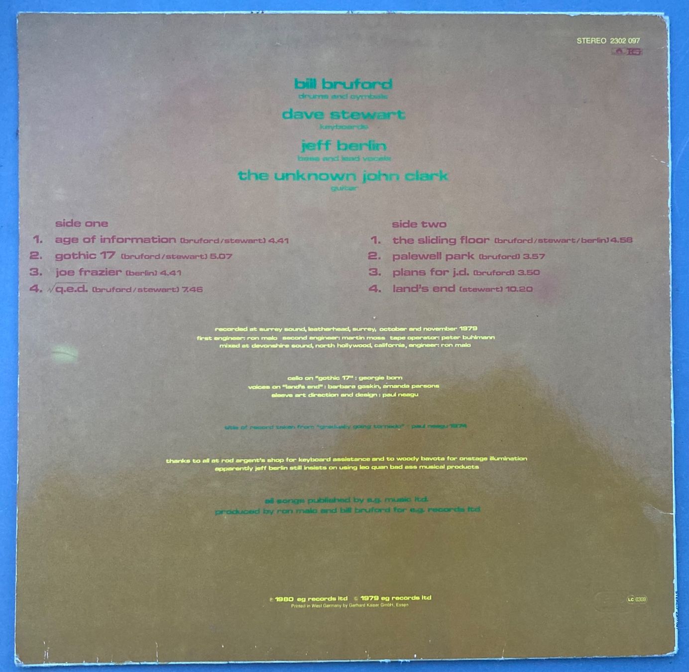 Schallplatten: BRUFORD - GRADUALLY GOING TORNADO – Gebraucht aus Poliez-Pittet von Newtown-Records 1
