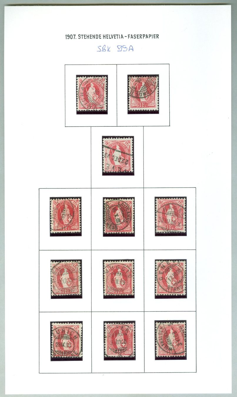 Tutti i francobolli: 1908/09 Schweiz Steh. Helvetia – Usato da Zürich venduto da yago-rot