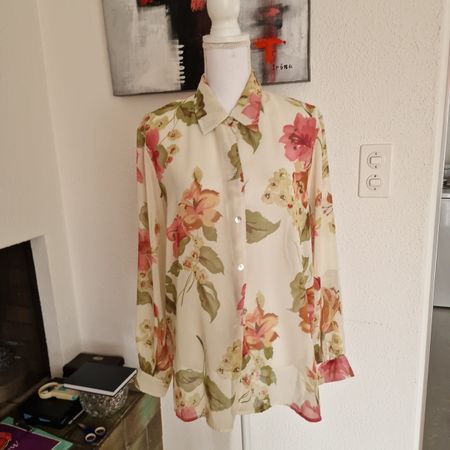Blusentop Valentine Classic, Gr. 42, Blumenmuster, beige