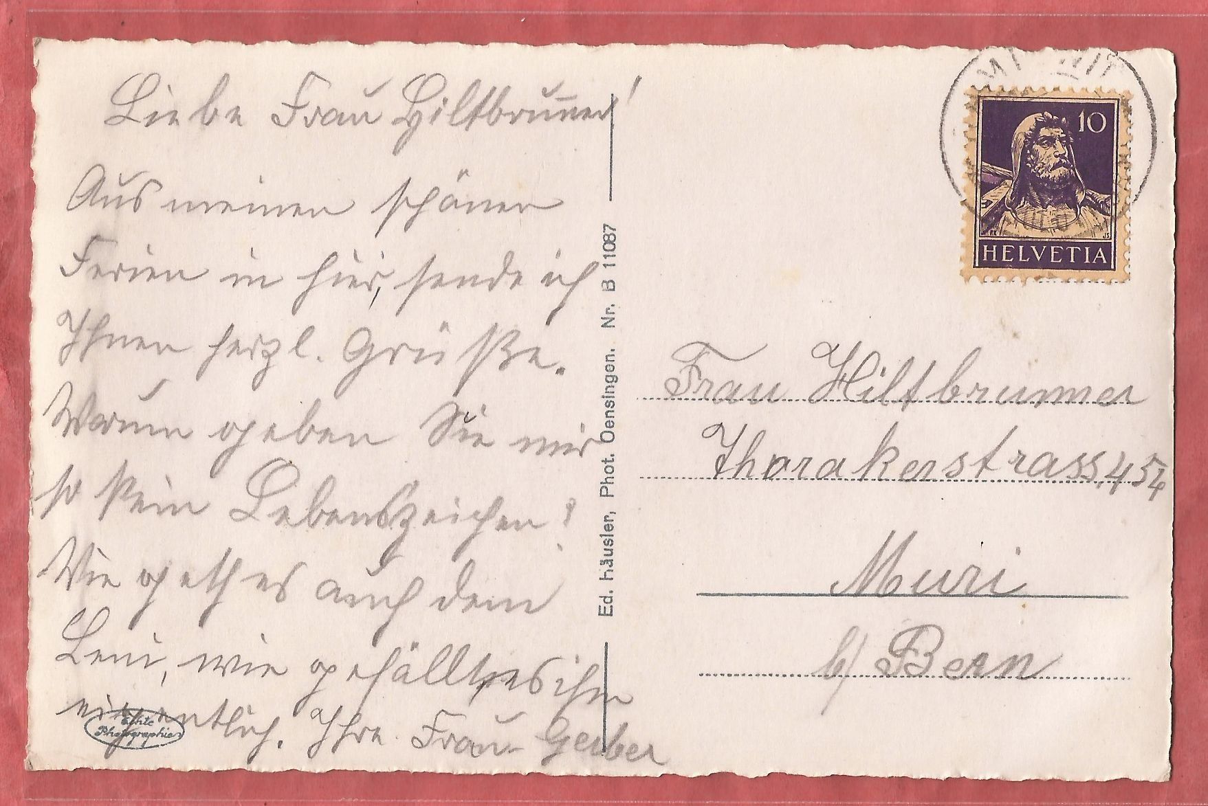 Ansichtskarten: Ebnet ob Balsthal - Pension Waldheim - ca. 1930 – Gebraucht aus Fislisbach von Porano 1