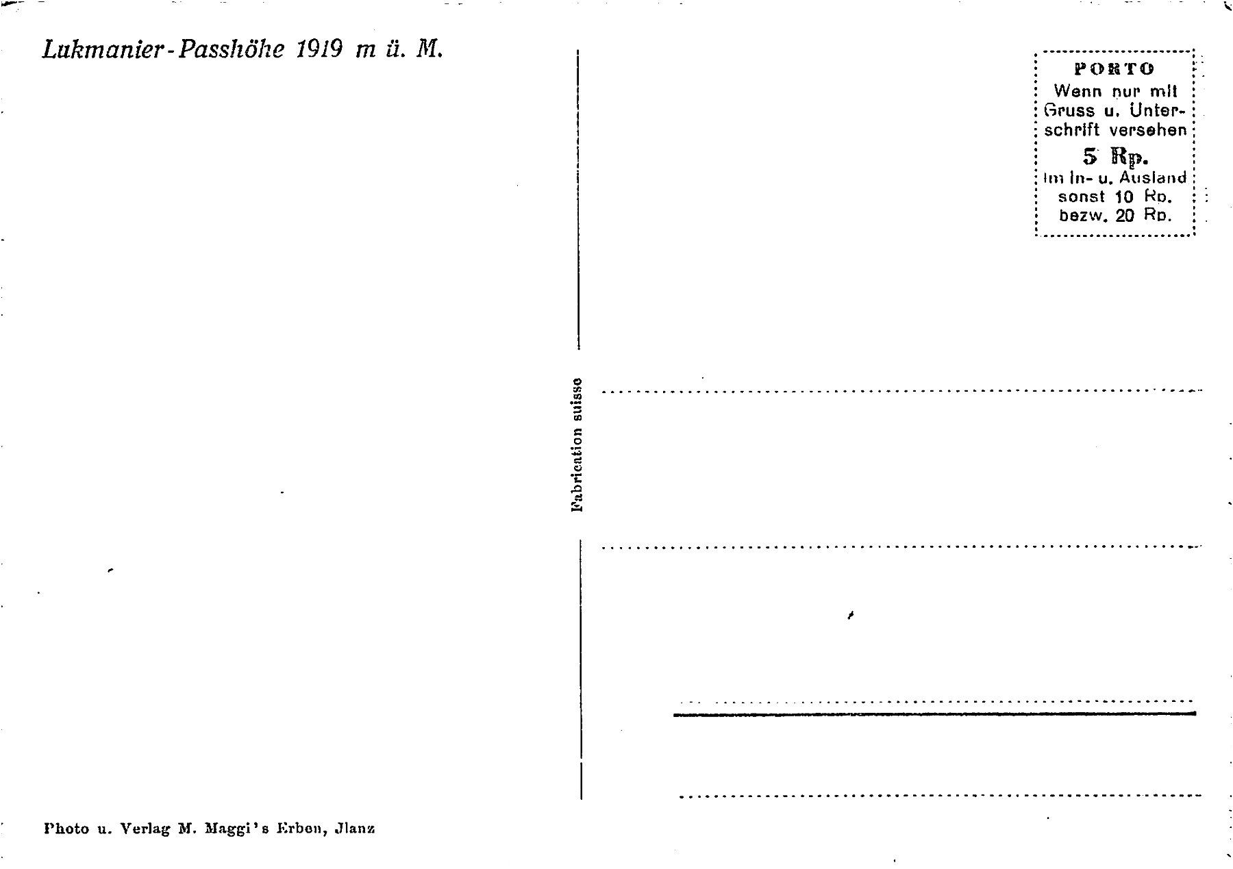 Ansichtskarten: 2x Lukmanier – Gebraucht aus Ottikon b.Kemptth. von Neptun1974 3