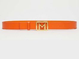 Marella Damen Leder Gürtel orange Gr L, Schnalle goldfarben