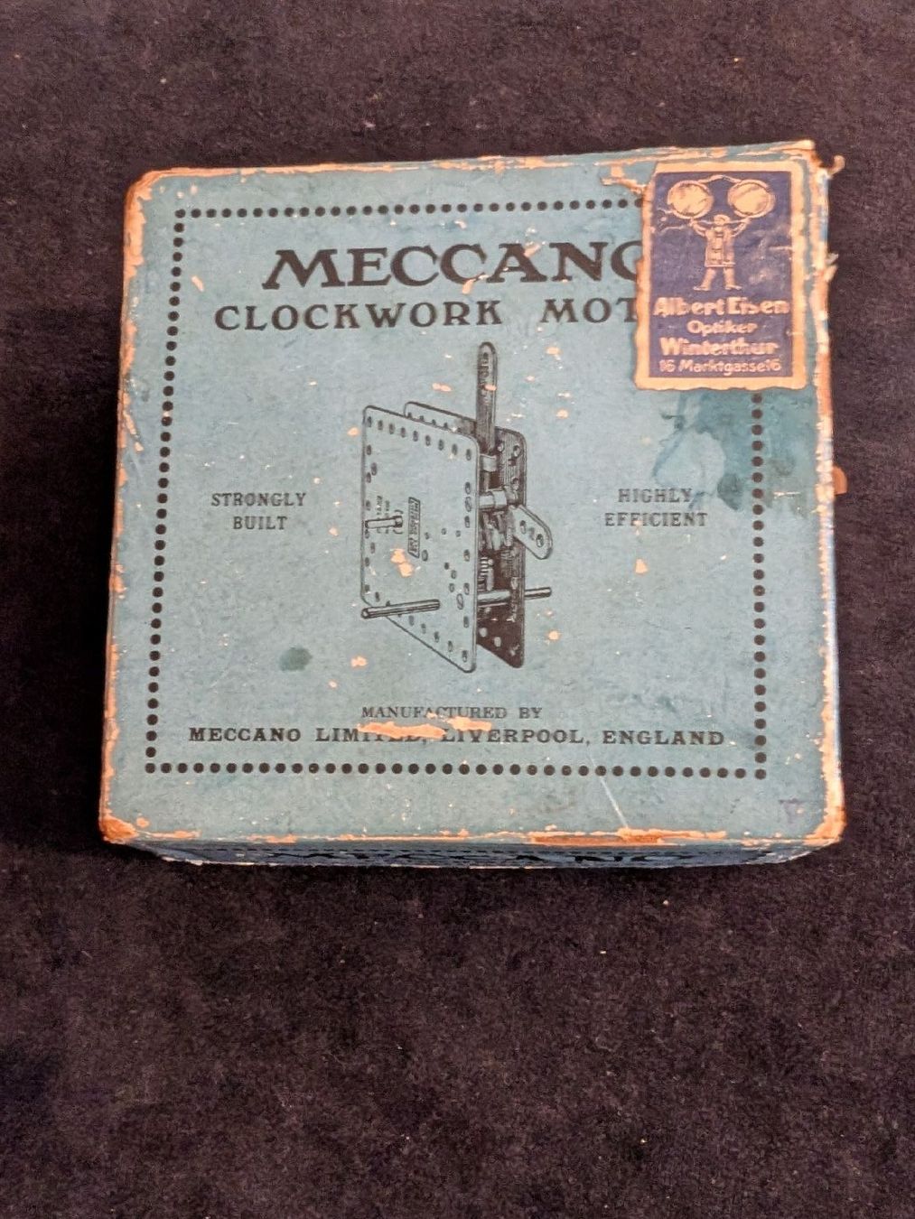 Meccano Giocattoli: Meccano Federmotor mit Originaldeckel – Usato da Mönchaltorf venduto da Blechfreund 2