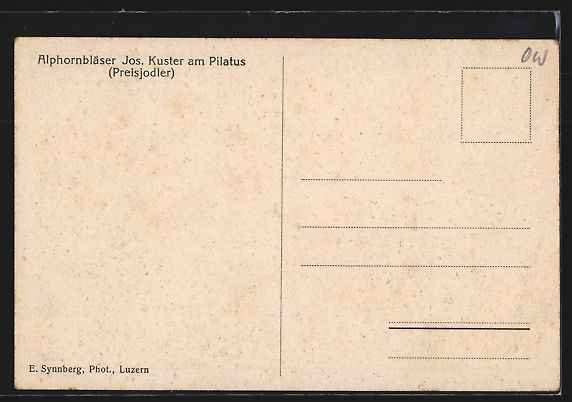 Cartoline postali: Pilatus, Alphornbläser Jos. Kuster (Pre – Usato da Berlin venduto da bartko-reher 1